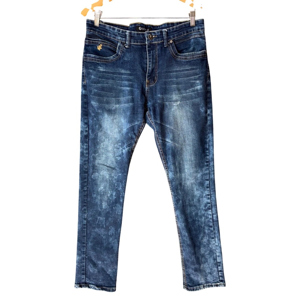 Rocawear Y2K Acid Wash Jeans Mens 34x30 Slim Fit Distressed Streetwear